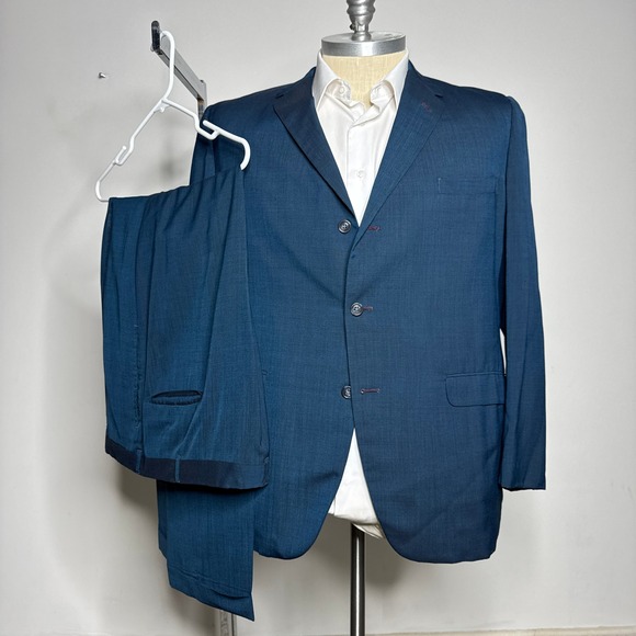 Vintage 1950s Palm Beach Zachry Atlanta Mens Suit Two Piece Blue 46L 40W - Picture 1 of 9
